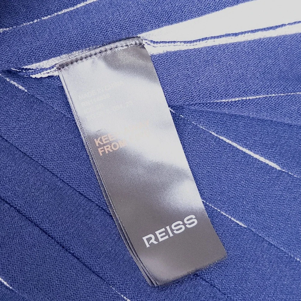 REISS Ribbed‎ Knit Dress Girls 11-12Y Navy Silver Metallic Stripe Skater Dress